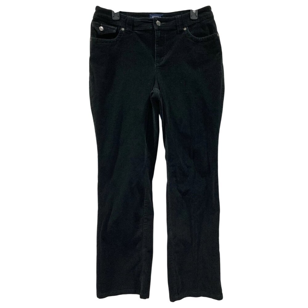 Sonoma Corduroy Pants Womens 10 Black Mid Rise Bootcut Stretch Southwestern Y2K